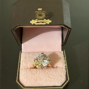 Juicy couture CZ and gold plated statement ring, size 7.5 with adjuster.